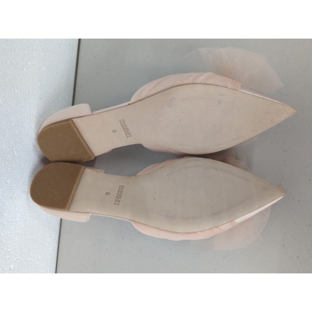 Badgley mischka fergie Sz 8 ballet pink flats pointed toe bow tulle rhinestone - Picture 7 of 7